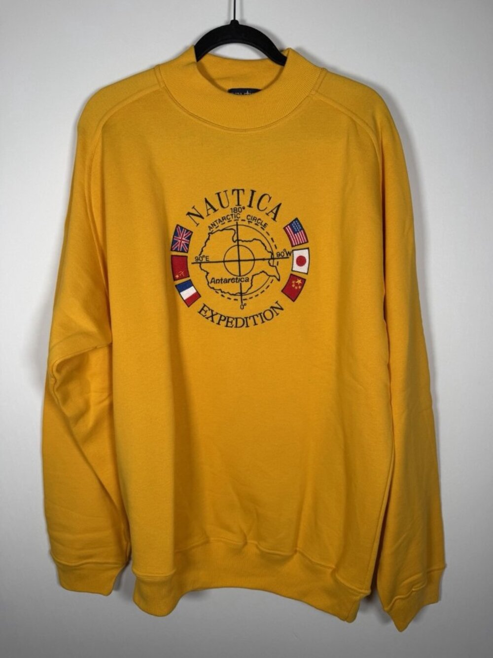NEW Vintage 90s Nautica Expedition yellow mockneck sweatshirt streetwear L